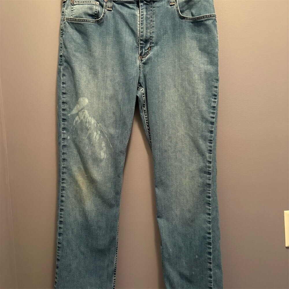 Carhartt Jeans Mens 36x32 Blue Light Wash Straight Relaxed Fit Workwear